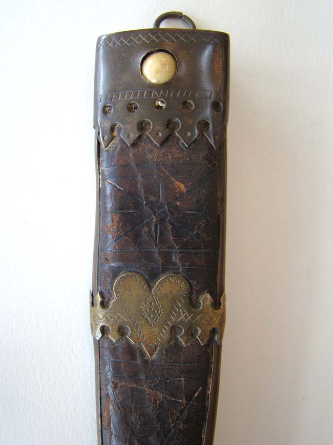 A 19th century bone handled Knife with its' original brass mounted leather sheath circa 1830-1860 — image 5